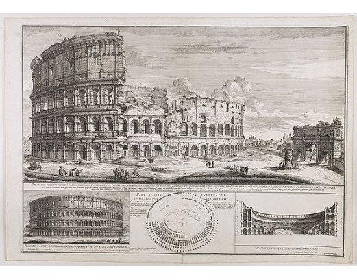 DE ROSSI, G. / SPECCHI, A. - Prospetto dell'anfiteatro Flavio . . . / Prospetto di Tutto l'Anfiteatro intiero . . . / Pianta dell' divisa nelli suoi / Spaccato, e veduta interiore dell' Anfiteatro. DE ROSSI, G. / SPECCHI, A. - Prospetto dell'anfiteatro Flavio . . . / Prospetto di Tutto l'Anfiteatro intiero . . . / Pianta dell' divisa nelli suoi / Spaccato, e veduta interiore dell' Anfiteatro.