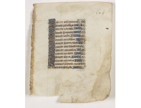 BOOK OF HOURS -  Leaf on vellum from a manuscript Book of Hours.