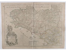 MONDHARE et JEAN. -  Carte de la Bretagne divisée en ses cinq departements et ses quarante cinq Districts . . .