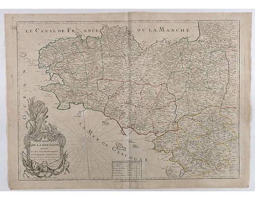 MONDHARE et JEAN. - Carte de la Bretagne divisée en ses cinq departements et ses quarante cinq Districts . . . MONDHARE et JEAN. - Carte de la Bretagne divisée en ses cinq departements et ses quarante cinq Districts . . .