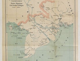 ALINOT, P -  Indo-Chine Française Cochinchine. Carte Physique Côtes, Frontières, Montagnes.