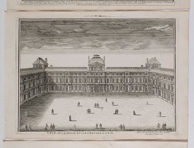 DE FER, N. -  Veue de la grande fasade du Louvre, du côté d'orient  [together with] Veue du château du Louvre par la cour.