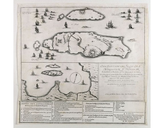 TAVERNIER, M. -  Description des Isles de Ste. Margrite et St. Honorat et des Forts et Redouttes que les Espagnols y ont faintz et la Reprise de partie desditz Forts et Redouttes par l'Armee Navalle de sa Majeste Commandee par Monsieur le Comte de Harcour