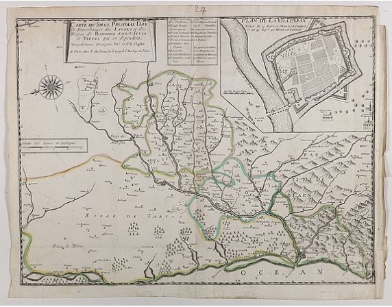 DELAPOINTE, F. -  Carte du siège présidial Dax et seneschaucee des Lannes et des sieges de Bayonne sainct sever et Tartas qui en dependent Nouvellement dessignee Par le Sr de Classun.
