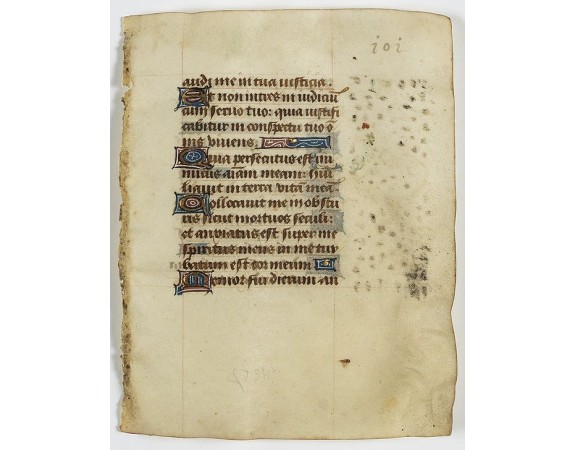 BOOK OF HOURS. -  Leaf on vellum from a manuscript Book of Hours.