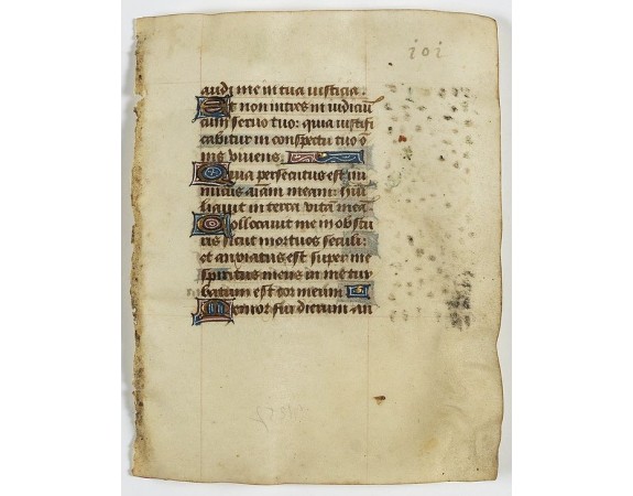 BOOK OF HOURS. - Leaf on vellum from a manuscript Book of Hours. BOOK OF HOURS. - Leaf on vellum from a manuscript Book of Hours.