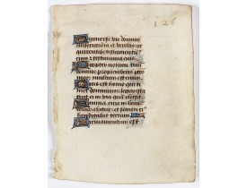 BOOK OF HOURS -  Leaf on vellum from a manuscript Book of Hours.