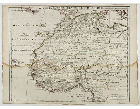 DE L'ISLE, G. -  Carte de La Barbarie de La Nigritie et de la Guinée.