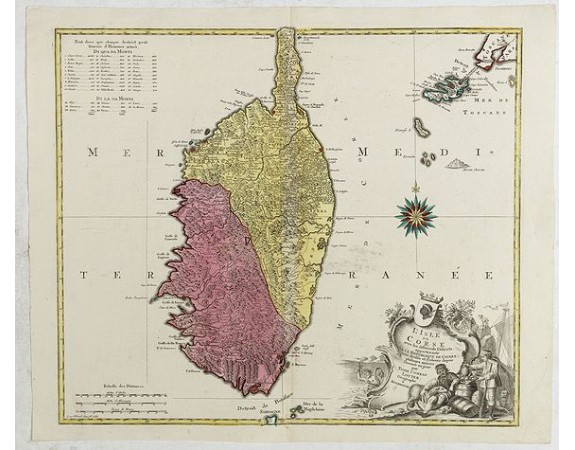 LOTTER, T. -  L'isle de Corse avec les différents districts, appartenante à la République de gênes . . .