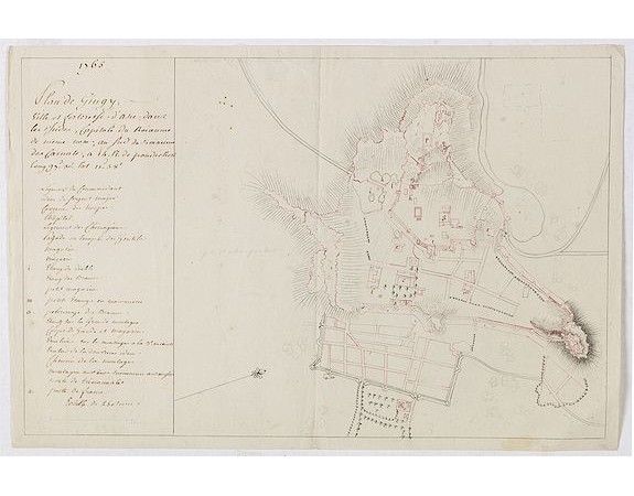 ANONYME -  Plan de Gingy, ville et forteresse d'Asie . . . [An Early Manuscript Map of Pondicherry Prior To Its Reconstruction After The Seven Years War.]