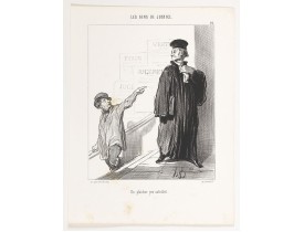 DAUMIER, H. -  Les Gens de Justice. - Un plaideur peu satisfait. (pl 26). DAUMIER, H. -  Les Gens de Justice. - Un plaideur peu satisfait. (pl 26).