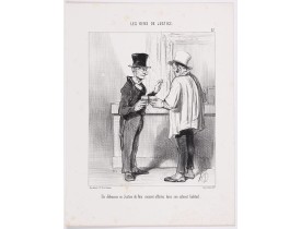 DAUMIER, H. -  Les Gens de Justice. - Un défenseur en Justice de Paix causant des affaires dans son cabinet habituel. (pl 27). DAUMIER, H. -  Les Gens de Justice. - Un défenseur en Justice de Paix causant des affaires dans son cabinet habituel. (pl 27).