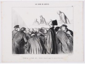 DAUMIER, H. -  Les Gens de Justice. - L'avocat qui se trouve mal - dernière ressource quand la cause est bien malade. (pl 30) DAUMIER, H. -  Les Gens de Justice. - L'avocat qui se trouve mal - dernière ressource quand la cause est bien malade. (pl 30)