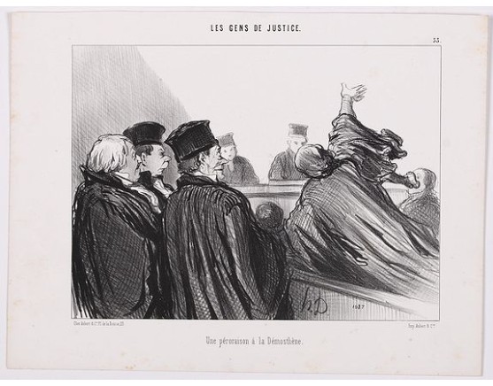DAUMIER, H. - Les Gens de Justice. - Une Péroraison à la Démosthène (pl 33) DAUMIER, H. - Les Gens de Justice. - Une Péroraison à la Démosthène (pl 33)