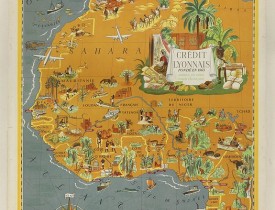 BOUCHER, L. -  [Planisphère] - Crédit Lyonnais - Fondé en 1863. Afrique du Nord à Union Française.