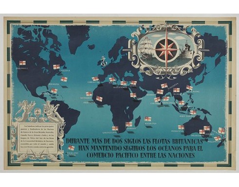 FRASER, E. - British Empire Trade Map WWII Eric Fraser. FRASER, E. - British Empire Trade Map WWII Eric Fraser.