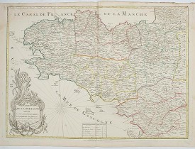 MONDHARE -  Carte de la Bretagne divisée en ses cinq departements et ses quarante cinq districts . . .