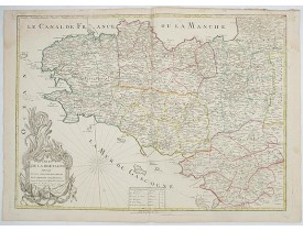 MONDHARE -  Carte de la Bretagne divisée en ses cinq departements et ses quarante cinq districts . . .