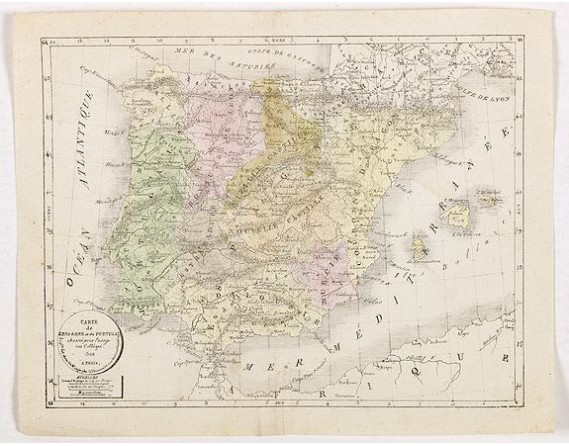 SELVES, H. - Carte de l'Espagne et du Portugal dréssée pour l'usage des Collèges 1822. SELVES, H. - Carte de l'Espagne et du Portugal dréssée pour l'usage des Collèges 1822.