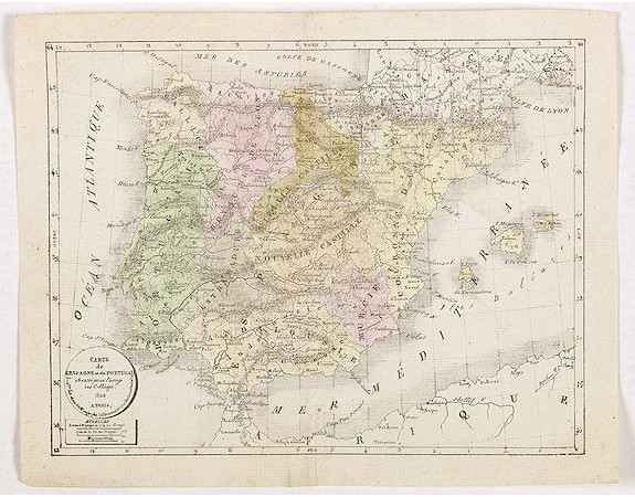 SELVES, H. -  Carte de l'Espagne et du Portugal dréssée pour l'usage des Collèges 1822.