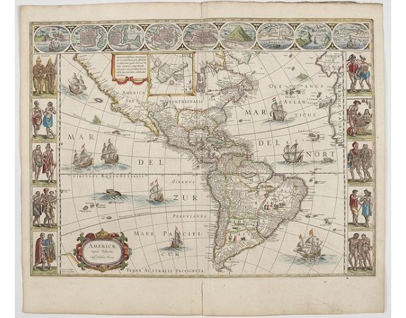 BLAEU, W. - Americae Nova Tabula. BLAEU, W. - Americae Nova Tabula.