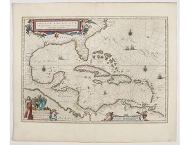 BLAEU, W. -  Insulae Americanae in Oceanus Septentrionali cum Terris.. BLAEU, W. -  Insulae Americanae in Oceanus Septentrionali cum Terris..