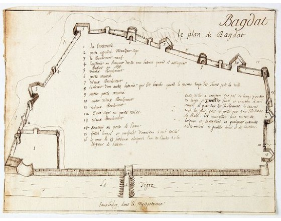 ANONYME -  Bagdat le plan de Bagdat. [Manuscript plan of Bagdad]