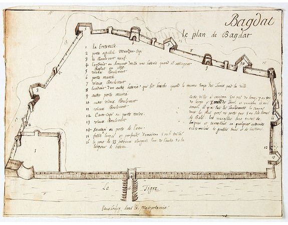 ANONYME -  Bagdat le plan de Bagdat. [Manuscript plan of Bagdad]