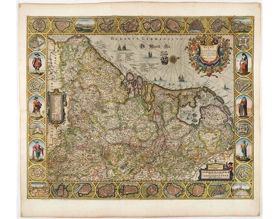 HONDIUS, H. - Belgii sive Germaniae Inferioris accuratissima tabula. HONDIUS, H. - Belgii sive Germaniae Inferioris accuratissima tabula.