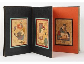 IRAN or INDIA -  Eight Indian erotic paintings, accordion mounted.