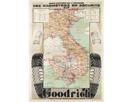 UNION COMMERCIALE INDOCHINOISE. -  Carte routière de l'Indochine. Des kilomètres en sécurité sur Goodrich. UNION COMMERCIALE INDOCHINOISE. -  Carte routière de l'Indochine. Des kilomètres en sécurité sur Goodrich.