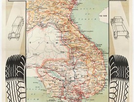 UNION COMMERCIALE INDOCHINOISE. -  Carte routière de l'Indochine. Des kilomètres en sécurité sur Goodrich.