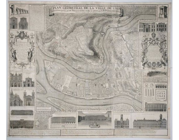 GREGOIRE, R. P. - Plan Géometral de la Ville de Lyon. GREGOIRE, R. P. - Plan Géometral de la Ville de Lyon.