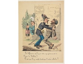 LAVRATE, Edmond. -  [Satirical Cartoon] La difference qu'il y a entre un gendarme et de l'eau de Sedlitz?. . .