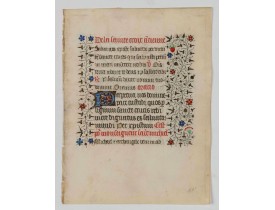 BOOK OF HOURS -  Manuscript leaf, on vellum from a book of hours. BOOK OF HOURS -  Manuscript leaf, on vellum from a book of hours.