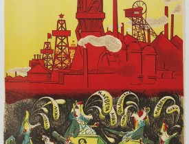 THE FIGHTING PENCILS. -  [Anti capitalism Soviet Union propaganda poster].