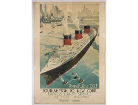 Attrib. Walter Thomas. -  French Line CGT Poster. Attrib. Walter Thomas. -  French Line CGT Poster.