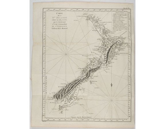 BERNARD, J.F. -  Carte de la Nouvelle-Zelande visitée en 1769 et 1770 par le Lieutenant J. Cook.