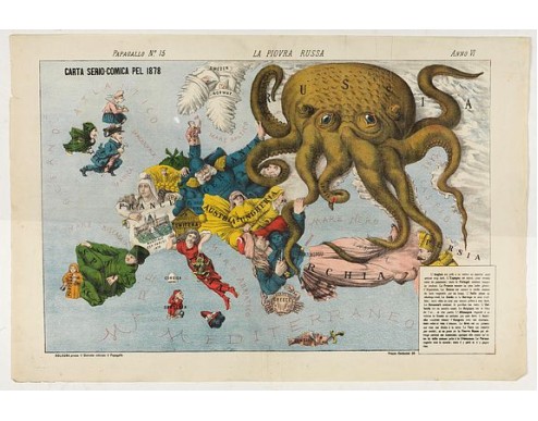 GROSSI, Augusto. -  La Piovra Russa. Carta Serio-Comica Pel 1878.