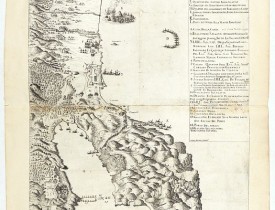 BOSCHINI, Marco. - [Map of the coast of Crete to the east of Chania showing the landing of the Turks and the Venetian defence in June 1645].