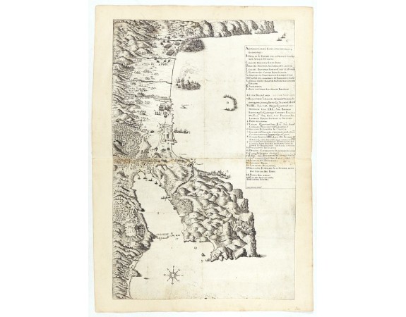 BOSCHINI, Marco. - [Map of the coast of Crete to the east of Chania showing the landing of the Turks and the Venetian defence in June 1645].