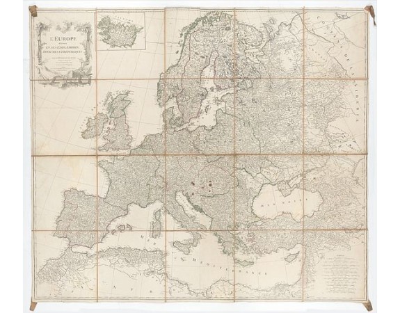 ROBERT DE VAUGONDY, Didier / C.en LAMARCHE. -  L'Europe divisée en des Etats, Empires, Royaumes et Républiques.