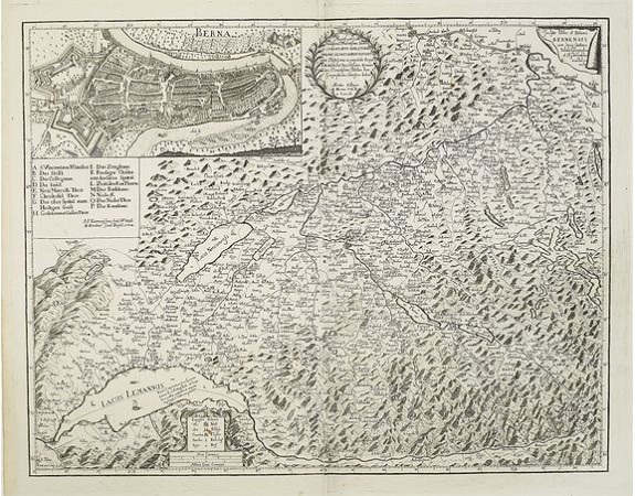 ZOLLINGER, A. - Inclytae Urbis et Ditionis BERNENSIS cum locis finidimis Tabula Geographica et Hydrographica noviter correcta. ZOLLINGER, A. - Inclytae Urbis et Ditionis BERNENSIS cum locis finidimis Tabula Geographica et Hydrographica noviter correcta.
