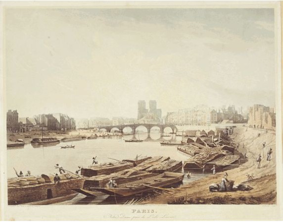 PUGIN, Augustus Charles - Paris. Notre Dame prise de L'isle Louvier. PUGIN, Augustus Charles - Paris. Notre Dame prise de L'isle Louvier.