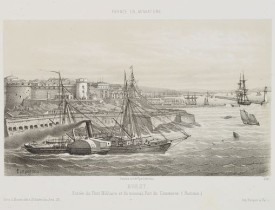 LEBRETON, L. -  Brest - Entrée du Port Militaire et du nouveau Port du Commerce.  (Postrain)