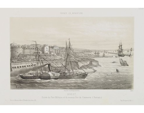 LEBRETON, L. - Brest - Entrée du Port Militaire et du nouveau Port du Commerce. (Postrain) LEBRETON, L. - Brest - Entrée du Port Militaire et du nouveau Port du Commerce. (Postrain)