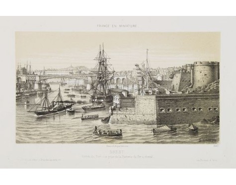 LEBRETON, L. - Brest - Entrée du Port, vue prise de la Batterie du fer à cheval. LEBRETON, L. - Brest - Entrée du Port, vue prise de la Batterie du fer à cheval.