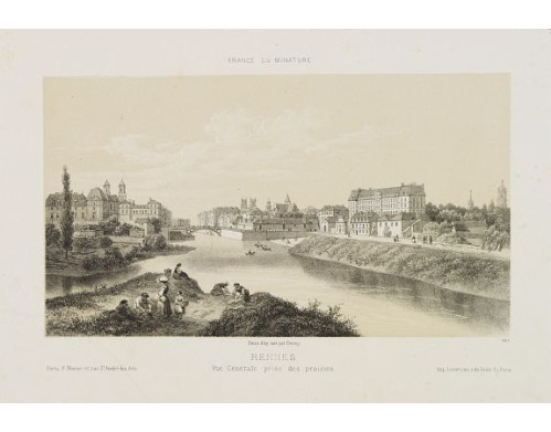 DEROY. - Rennes - Vue Générale prise des prairies. DEROY. - Rennes - Vue Générale prise des prairies.