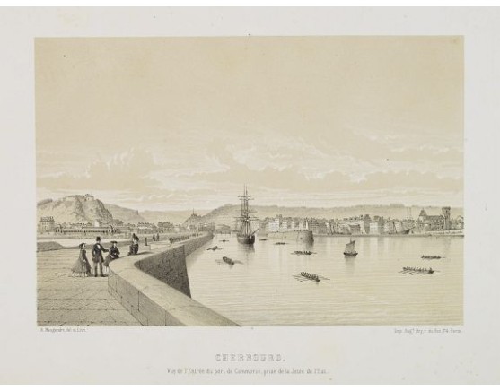 MAUGENDRE, A. - Cherbourg. Vue de l'Entrée du port de Commerce, prise de la Jetée de l'Est. MAUGENDRE, A. - Cherbourg. Vue de l'Entrée du port de Commerce, prise de la Jetée de l'Est.