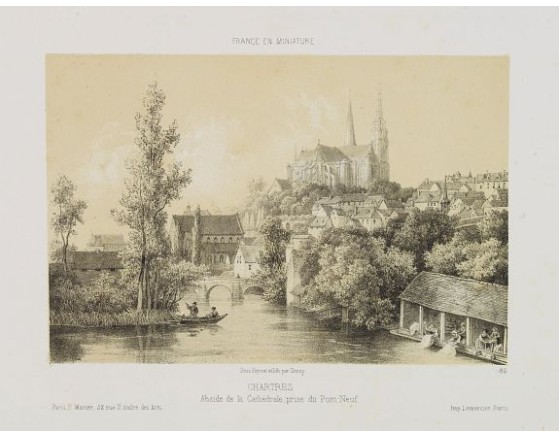 DEROY. - Chartres. Abside de la Cathédrale, prise du Pont-Neuf. DEROY. - Chartres. Abside de la Cathédrale, prise du Pont-Neuf.